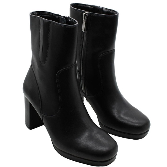 NEW w/oTags Aqua College Hadie Leather Waterproof Black Heeled Boots Women's 8 - Picture 4 of 11